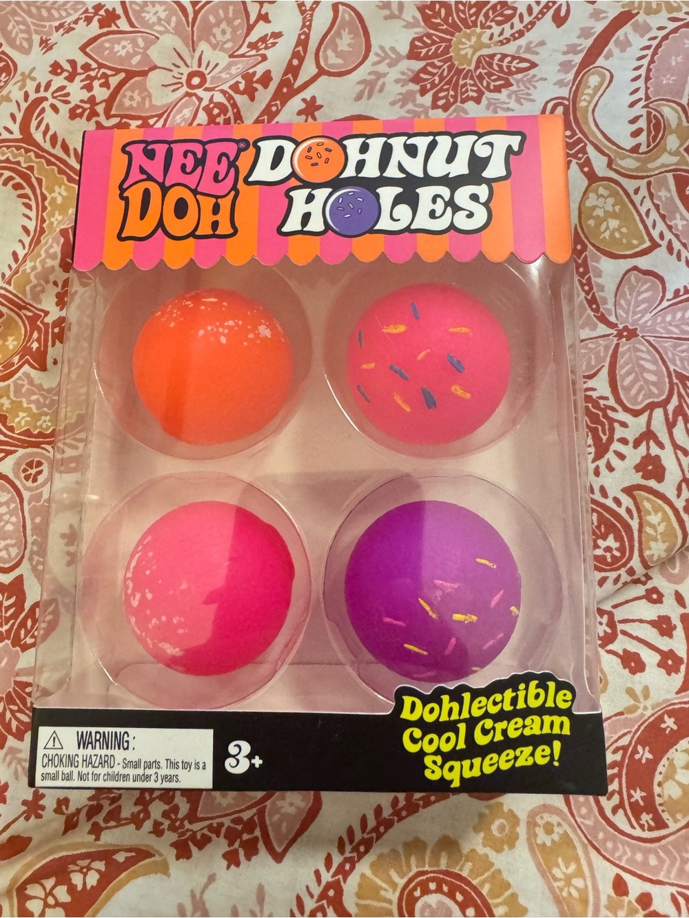 NeeDoh Donut Holes Doh-lectible Cool Cream Squeeze - Pink, Orange, Purple